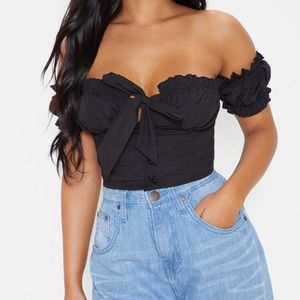 Pretty Little Thing Black Cropped Blouse